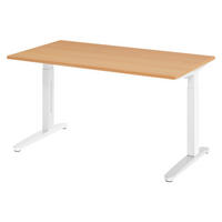 SCHREIBTISCH Serie-XB 80/140/74 cm in Buchefarben/Weiß/Alu poliert - Buchefarben/Silberfarben, Holzwerkstoff (80/140/74cm) - bümö