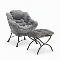 RELAXSESSEL moderner mit Fußhocker & Seitentasche – Gemütlicher Loungesessel in Grau für Wohnzimmer & Schlafzimmer - Grau, Textil (64/95/70cm) - Urban Meuble
