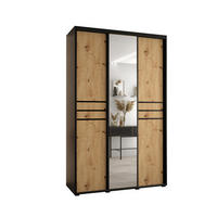 SCHWEBETÜRENSCHRANK 235,2/160/45 3-türig - Schwarz/Eiche Artisan, Holz/Metall (160/235/45cm) - Abiks Möbel