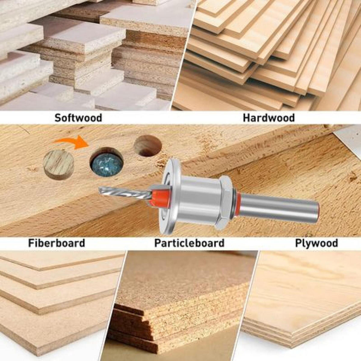 BOHRER – 28 mm – für Holzbearbeitung, mit konischen Löchern, HSS, 2-teiliges Set - Silberfarben, Metall (2.8/8/1cm) - DCA
