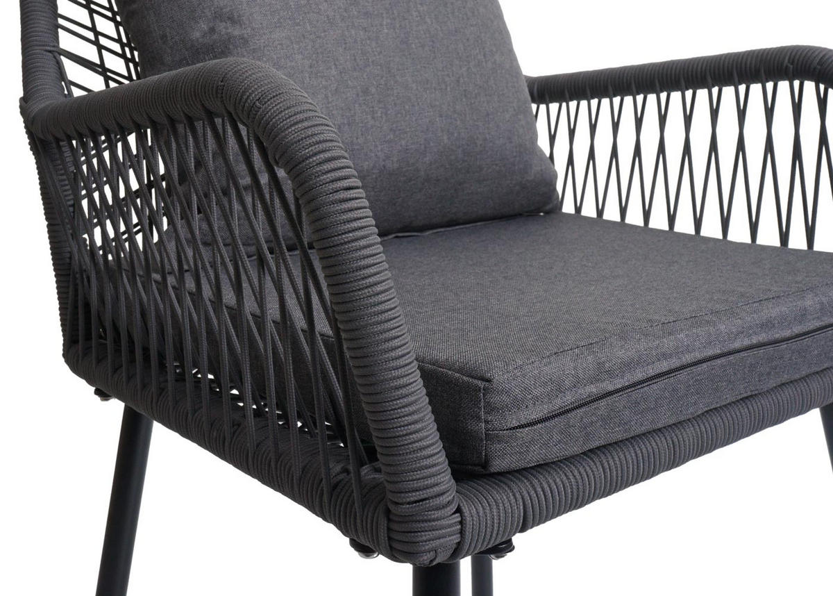 GARTENSTUHL 2er-Set 81x54x62cm Aluminium Seilgeflecht Rope Anthrazit - Anthrazit, Metall (54/81/62cm) - PROREGAL