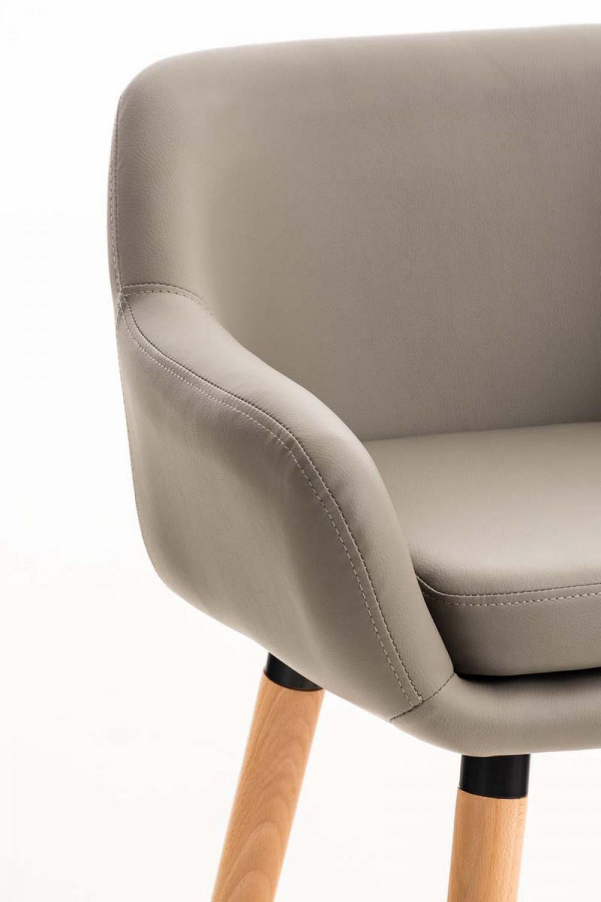 BARHOCKER Lederlook Taupe - Taupe/Eukalyptusholzfarben, Holz/Textil (55/99/46cm) - CLP