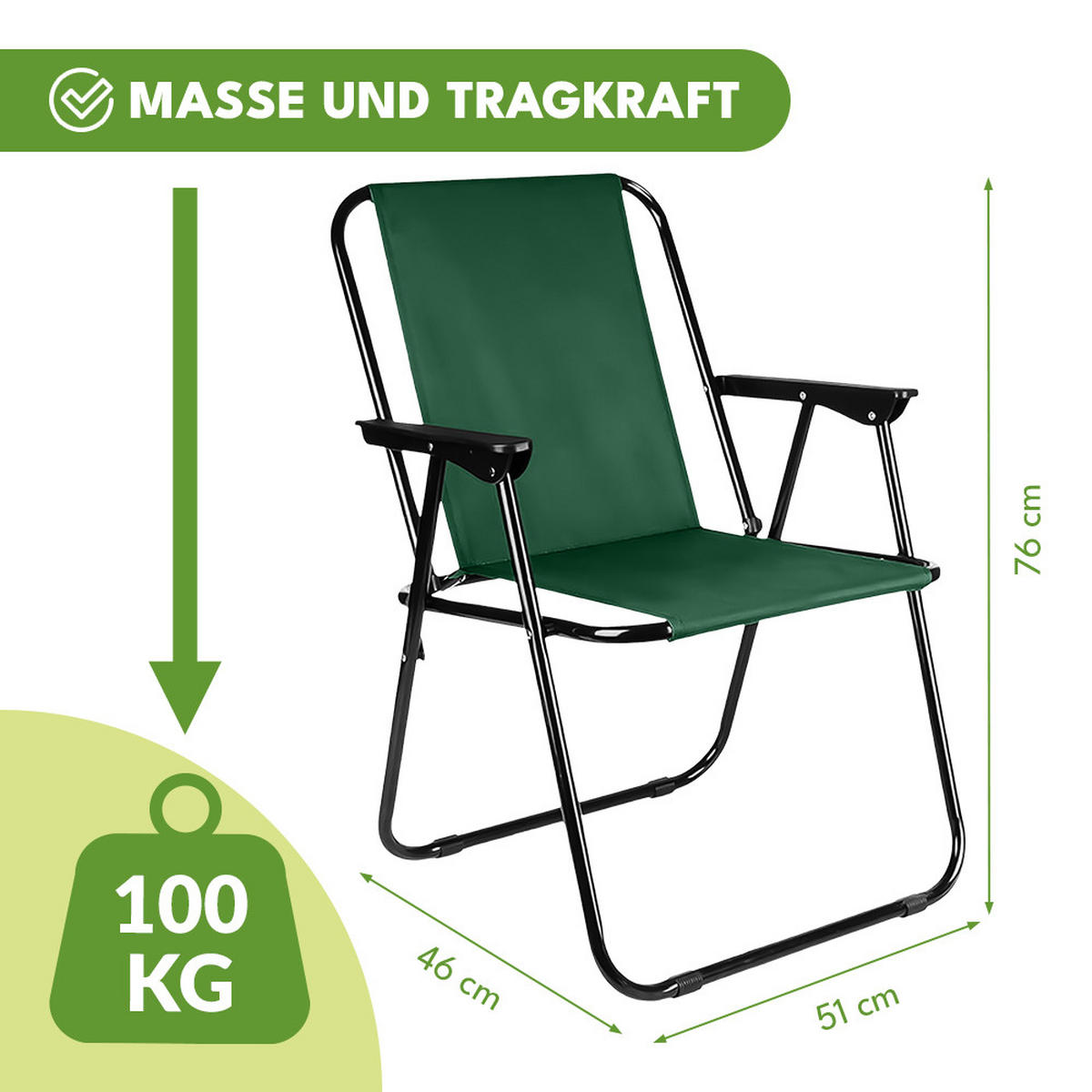 CAMPINGSTUHL Grün - Grün, Textil (51/73/46cm) - KRUMAD