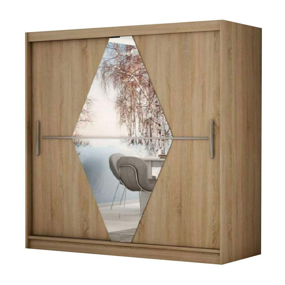 SCHIEBETÜRENSCHRANK Boliwia Sonoma Eiche 200 / 62 / 200cm - Eichefarben/Grau, Holz/Holzwerkstoff (200/200/62cm) - Feldmann-Wohnen