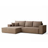 ECKSOFA MIT SCHLAFFUNKTION Maze Hellbraun Webstoff - Hellbraun/Schwarz, Holz/Holzwerkstoff (294/185cm) - Maison de Reve