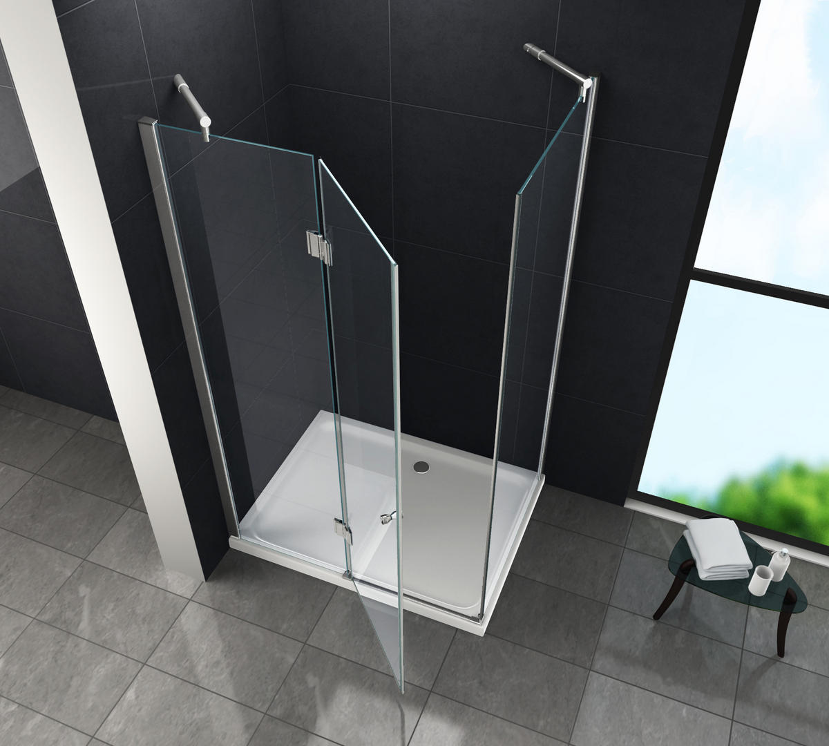 DUSCHKABINE NOVUM Klar 100 x 80 x 195 cm 8 mm ESG - Klar, Glas (80/100/195cm) - Glasdeals