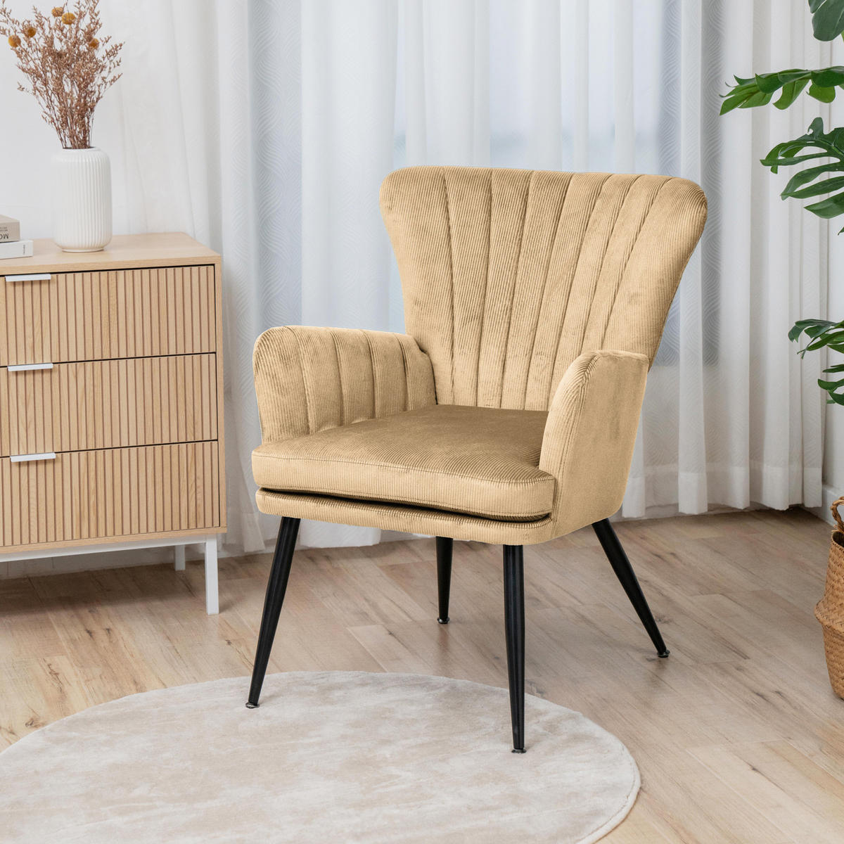 SESSEL SANSA Cord Beige - Beige, Textil (64/85/66cm) - SVITA