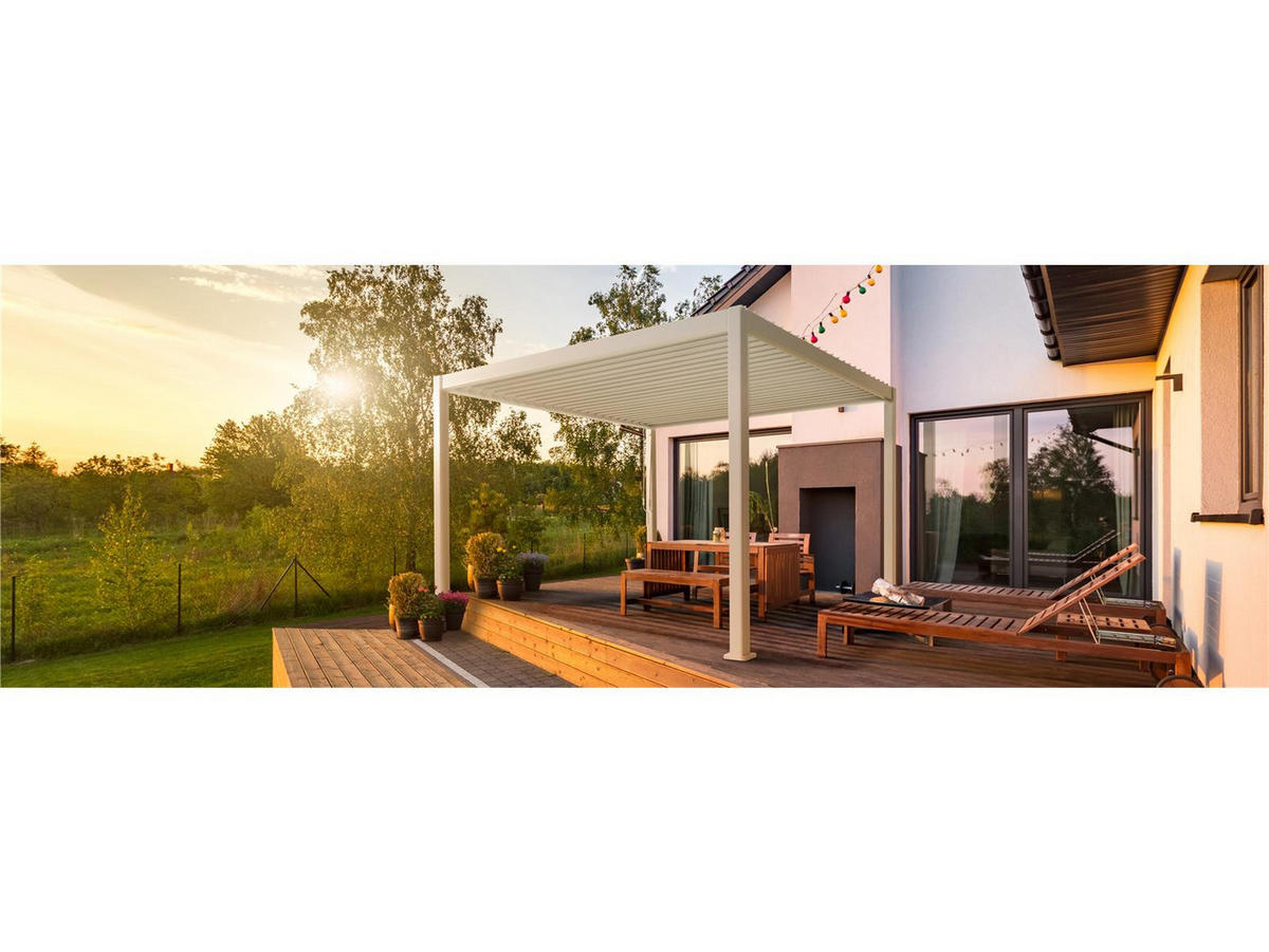 LAMELLENDACH-PERGOLA Mirador Deluxe 3,6x3,6 m Weiß Aluminium - Weiß, Kunststoff (360/250/360cm) - Green Spirit