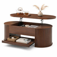 COUCHTISCH in Walnuss 110/55,5/40 cm aus MDF mit Hubplatte, verstecktem Stauraum und ausziehbarer Ablage - Nussbaumfarben, Holzwerkstoff/Metall (55.5/110/55cm) - CHICFURN