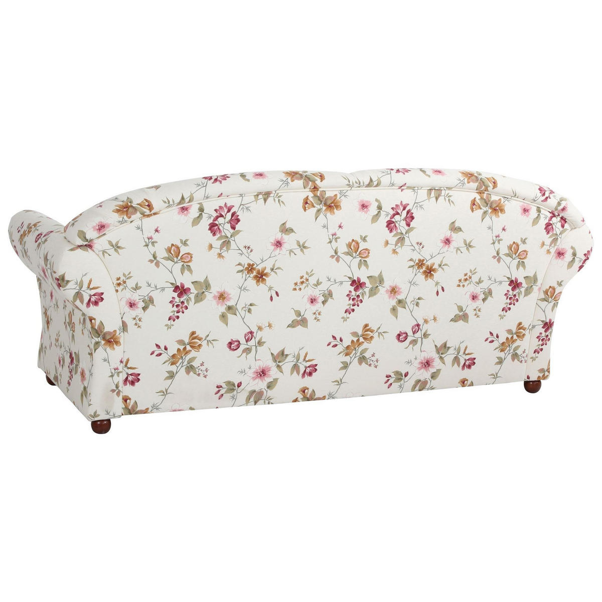 SOFA Landhaus 2,5-Sitzer Kama Bezug Flachgewebe Blumenmuster 2 - Rot/Weiß, Kunststoff (202/85/81cm) - 58aufmkessel
