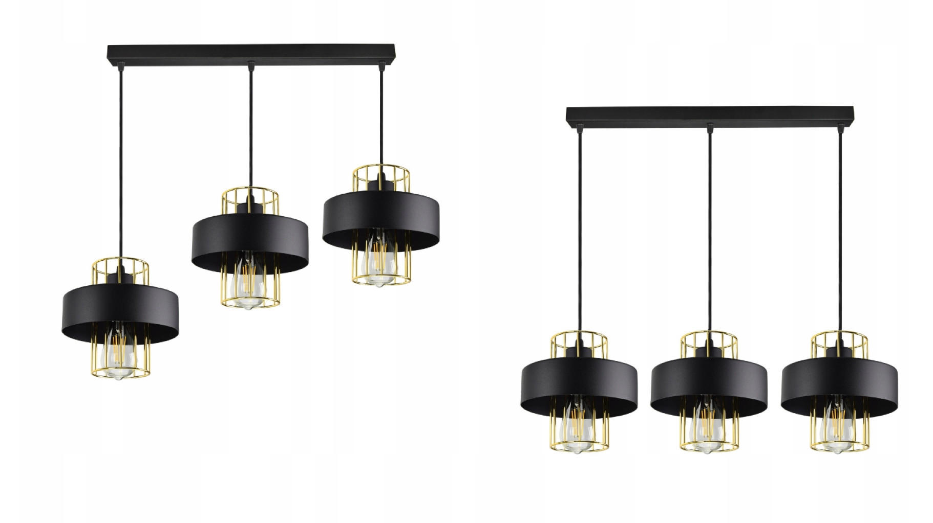 PENDELLEUCHTE LOFT - Goldfarben/Schwarz, Metall (20/90/90cm) - kiki design