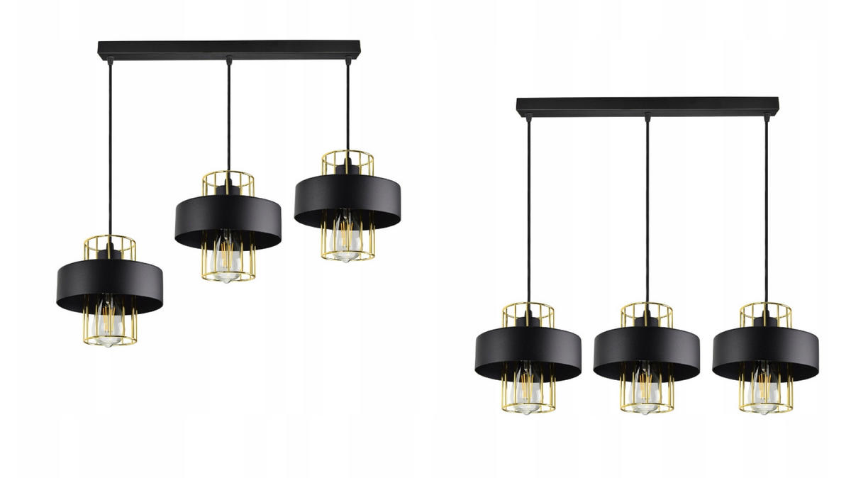 PENDELLEUCHTE LOFT - Goldfarben/Schwarz, Metall (20/90/90cm) - kiki design