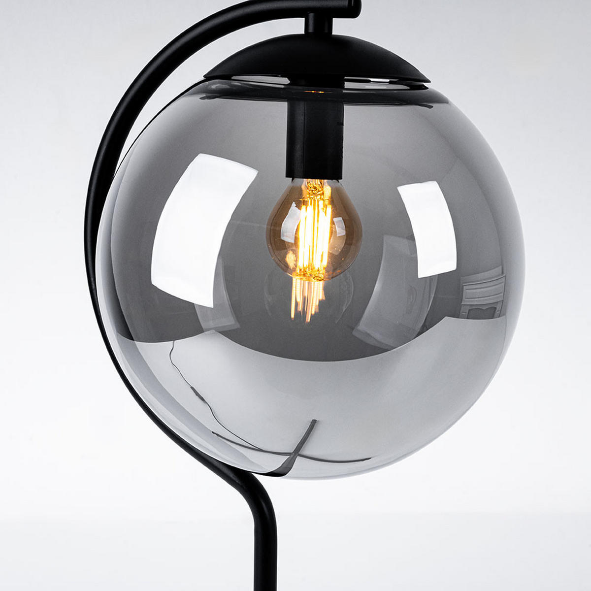 LED TISCHLEUCHTE PORRY Grau Metall Glas - Grau, Glas (35/35/50cm) - Globo Lighting