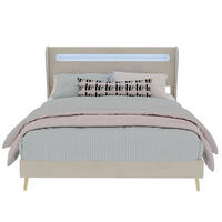 POLSTERBETT 140x200 cm LED ohne Stauraum beige - Beige, Textil (140/200cm) - LEBENLANG