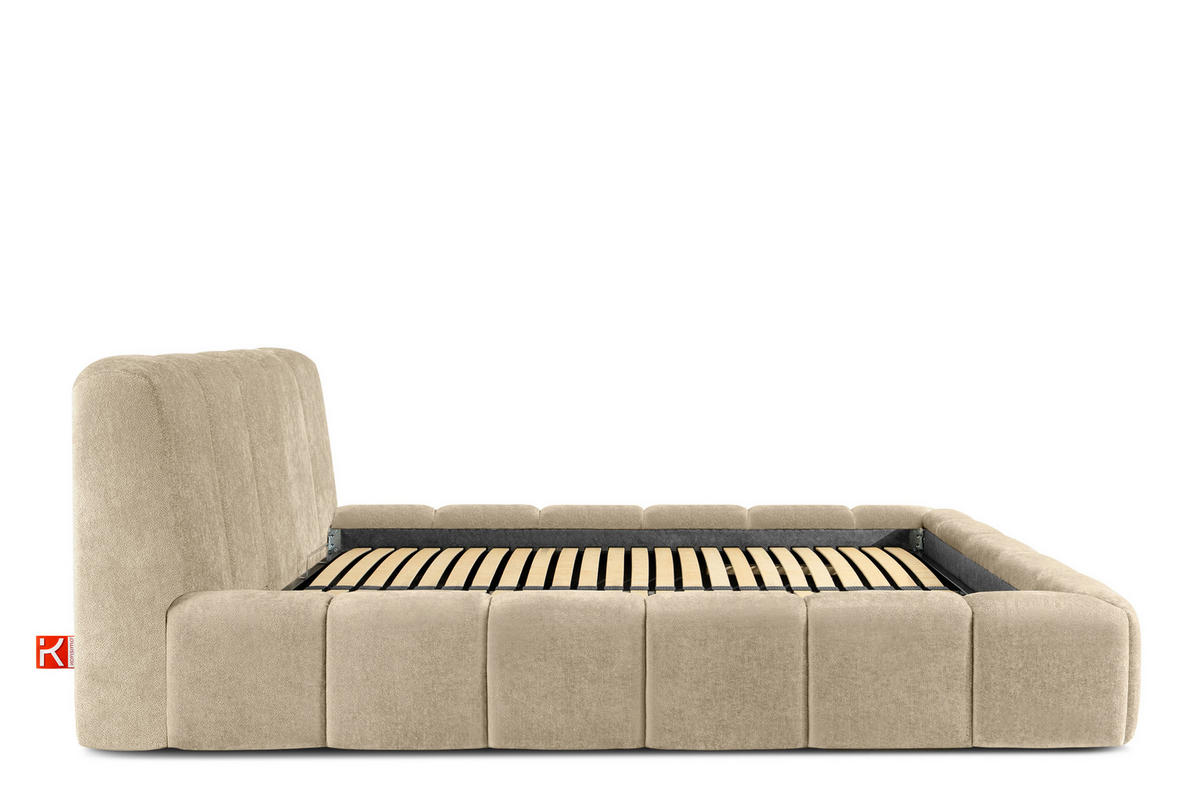 POLSTERBETT OLMIRA - Beige/Schwarz, Holz/Holzwerkstoff (162/203cm) - KONSIMO®