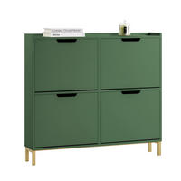 SCHUHSCHRANK Dunkelgrün - Dunkelgrün, Holzwerkstoff/Metall (100/90/19cm) - SoBuy