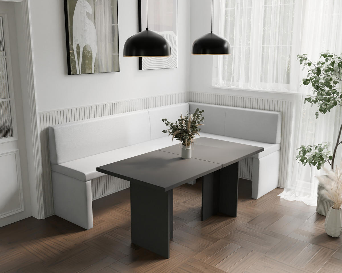 ECKBANK rechts OWEN Kunstleder, 128/168 cm Weiß - Weiß, Holz/Kunststoff (128/168cm) - Idohome