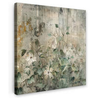 LEINWANDBILD - Blumen - Blätter - Abstrakt - Modern - 50x50 - Room Decor - Grau, Textil (50/50cm) - MuchoWow