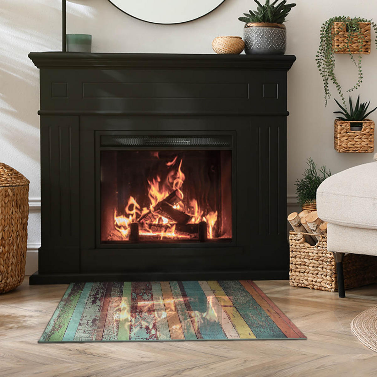 GLASPLATTE für Kamin 80x60 cm - Türkis, Glas (80/60/0.4cm) - TULUP