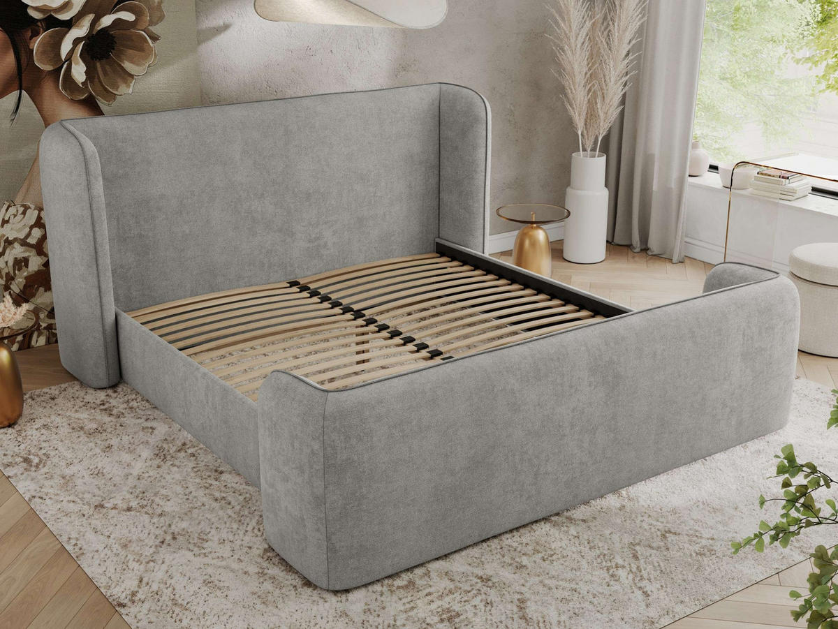 POLSTERBETT EMORA CLASSIC DUO 200/200 - Hellgrau Strukture - Pocket-Matratze - Hellgrau, Textil (200/200cm) - MKS