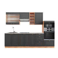 KÜCHENZEILE Fame-Line Anthrazit Landhaus/Goldkraft Eiche 280 cm AP Marmor - Dunkelgrau/Eiche Wotan, Holzwerkstoff (280/81.6/60cm) - Vicco