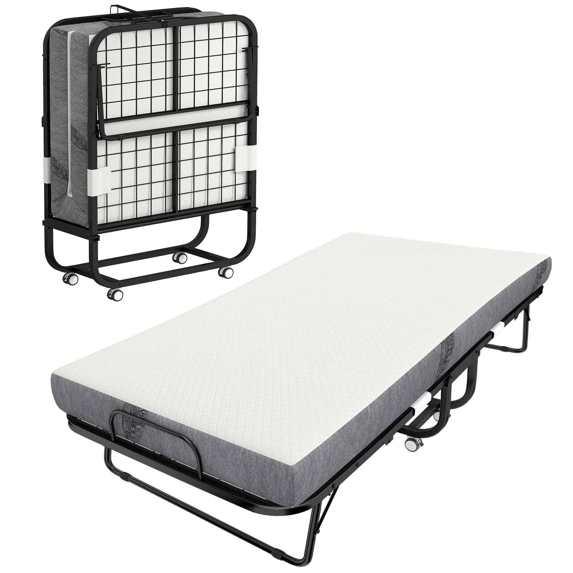 KLAPPBETT 200/80 cm DE-18530 mit Matratze Weiß - Weiß, Metall (80/200cm) - ComfortXL