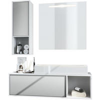 BADMÖBELSET La Costa Fronten in Hellgrau seidenmatt - Greige, Holzwerkstoff (126.5/190/46cm) - Vladon