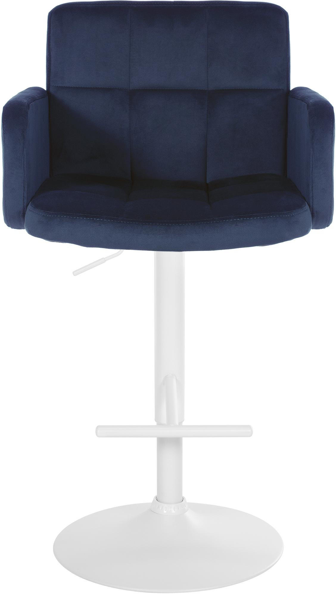 BARHOCKER 2er Set Sutun Samt Blau Weiß - Blau, Textil/Metall (60/93/56cm) - DELUKE