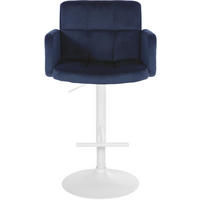 BARHOCKER 2er Set Sutun Samt Blau Weiß - Blau, Textil/Metall (60/93/56cm) - DELUKE