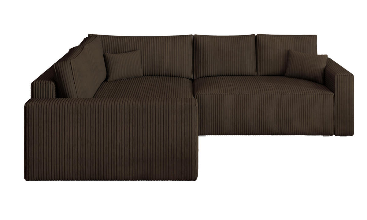 ROHOVÁ SEDAČKA ERONIS hnědá - šedá/hnědá, dřevo/textil (265/194cm) - MASSENO