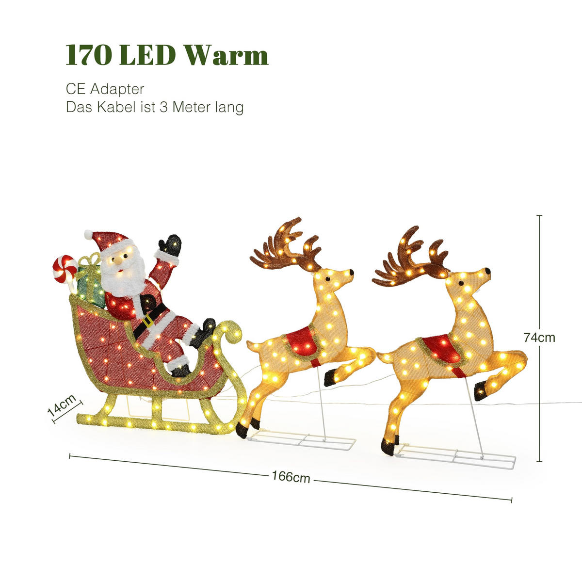 WEIHNACHTSDEKO HTHD0233 - Gelb/Rot, Textil/Metall (14/74/166cm) - Hometopia