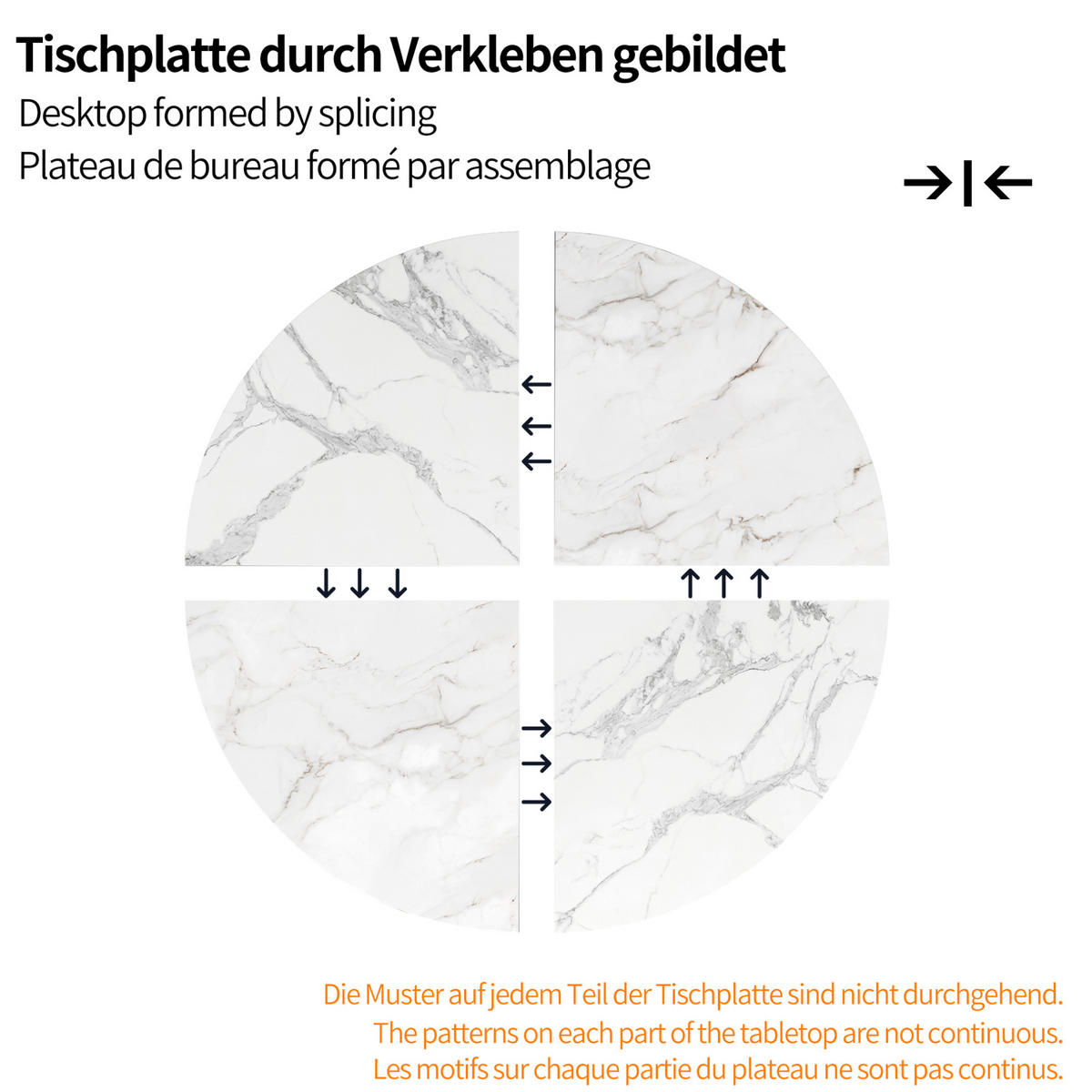 ESSTISCH 100x100x76 cm in Weiß und Gold aus MDF mit Marmoroptik auf goldfarbenen Metallbeinen - Goldfarben, Holzwerkstoff (100/100/76cm) - Modfu