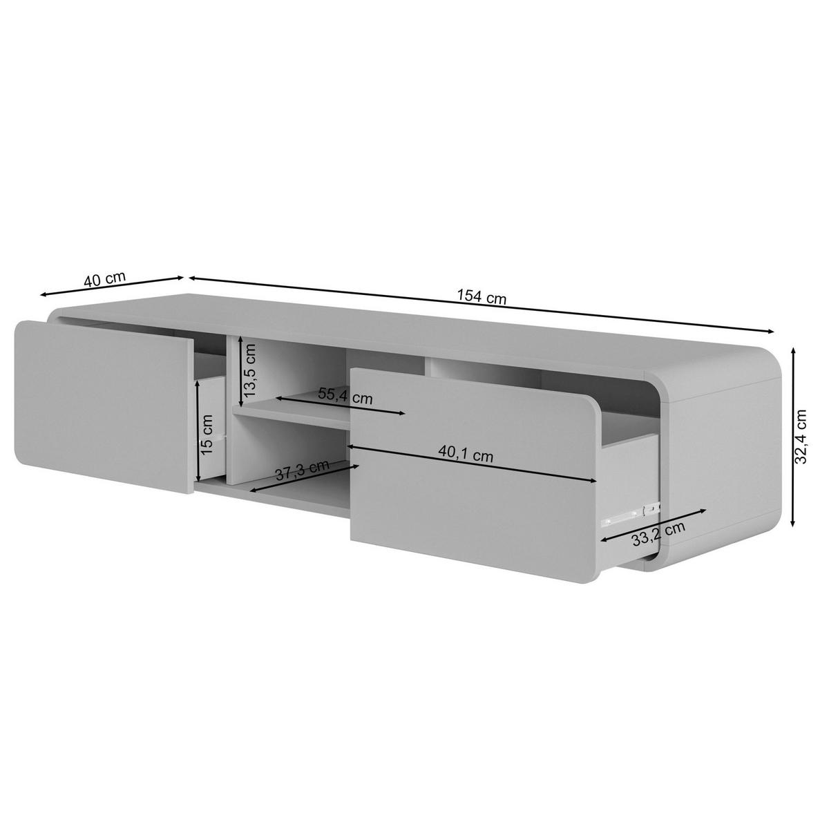 TV-HÄNGEBOARD Oro Greige mit 2 Schubladen 154 cm - Taupe, Holzwerkstoff (154/32.4/40cm) - Selsey