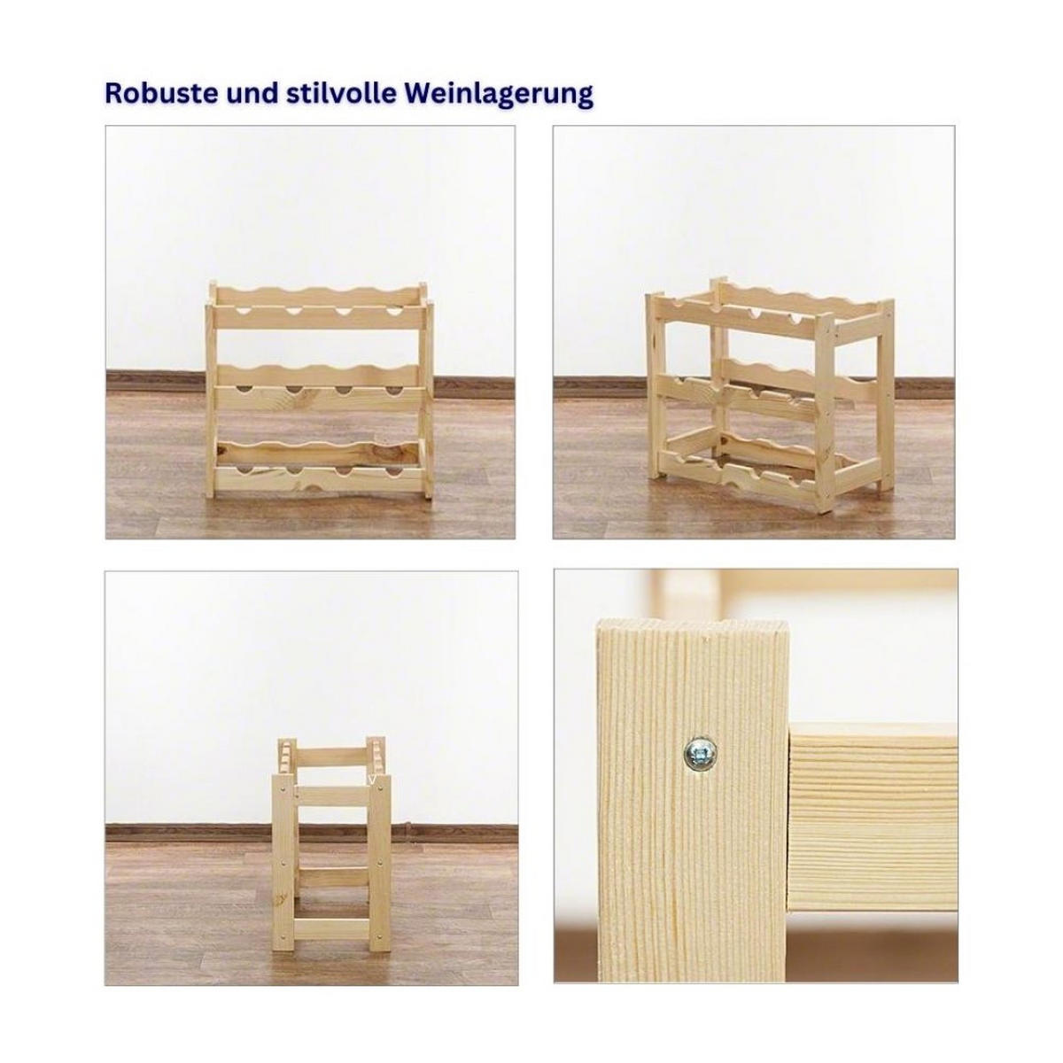 WEINREGAL Pinotwine 38x43x25 cm 12 Flaschen Massives Kiefernholz Braun Geölt - Braun, Holz (43/38/25cm) - PROREGAL