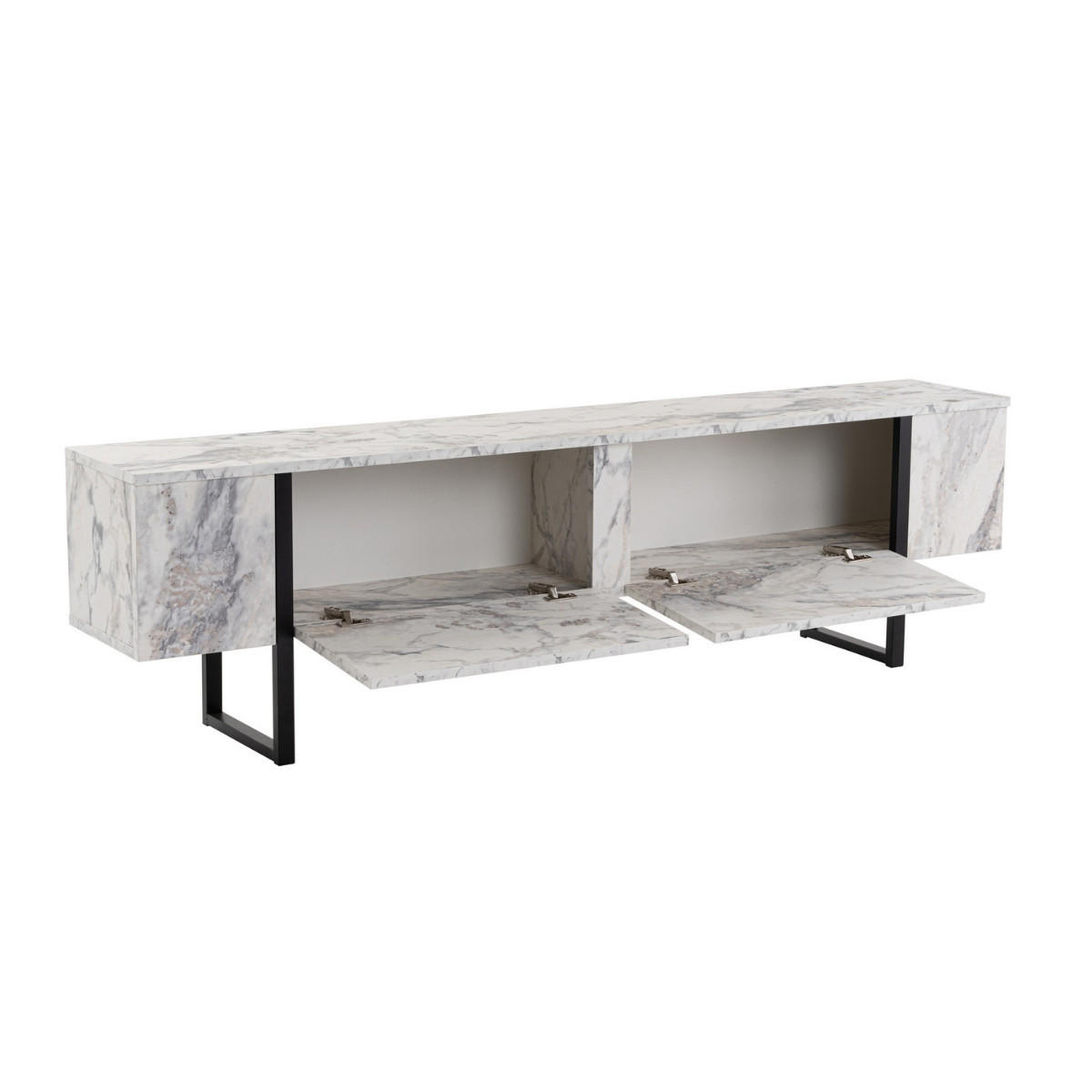 TV-MÖBEL mit 2 klapptüren - serenity 180/29,5/50 cm - Schwarz, Holzwerkstoff (29.5/50/188cm) - Calicosy