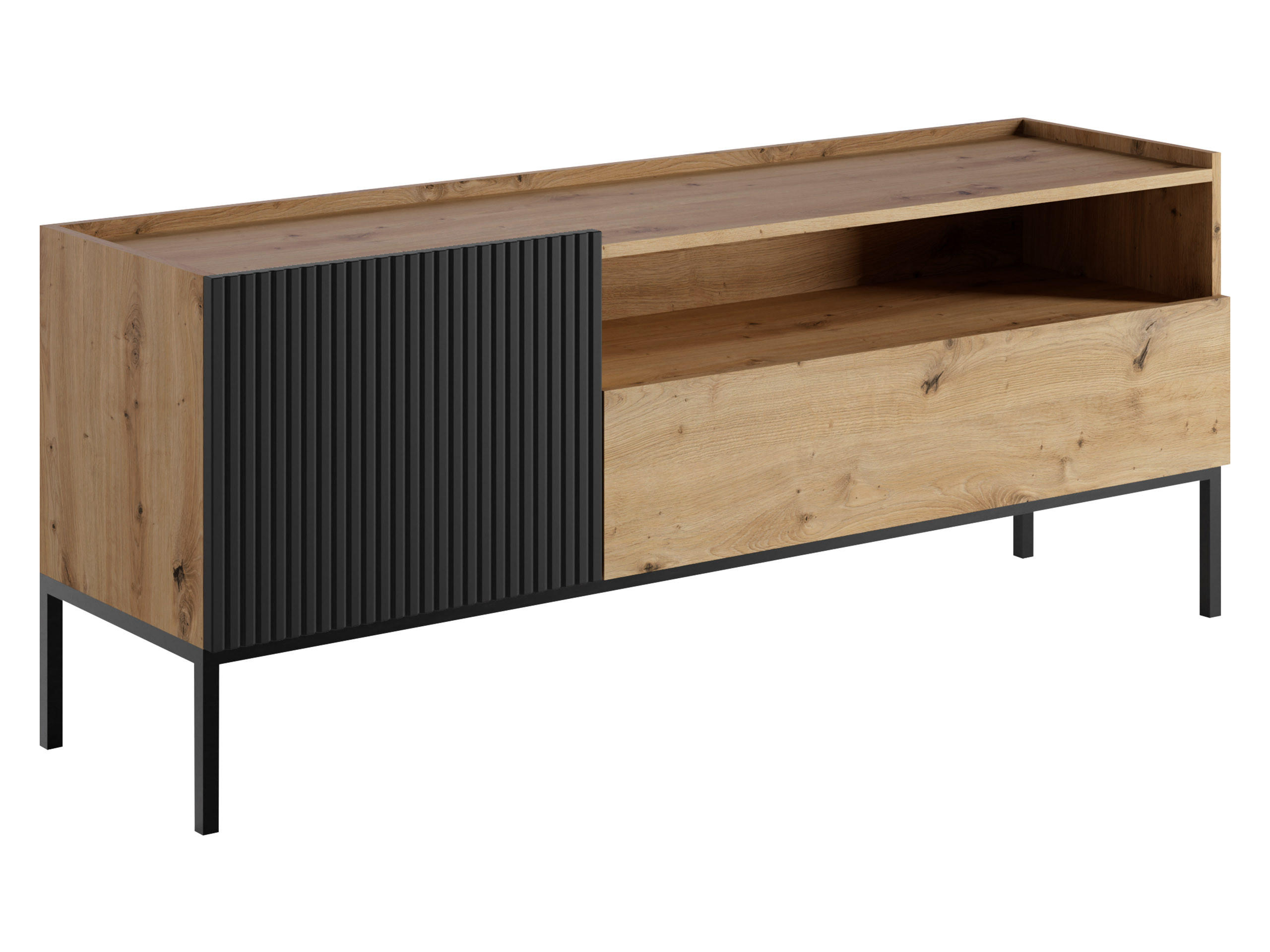 Mirjan24 Tv-Element Eiche Artisan, Schwarz 150x60x42 cm
