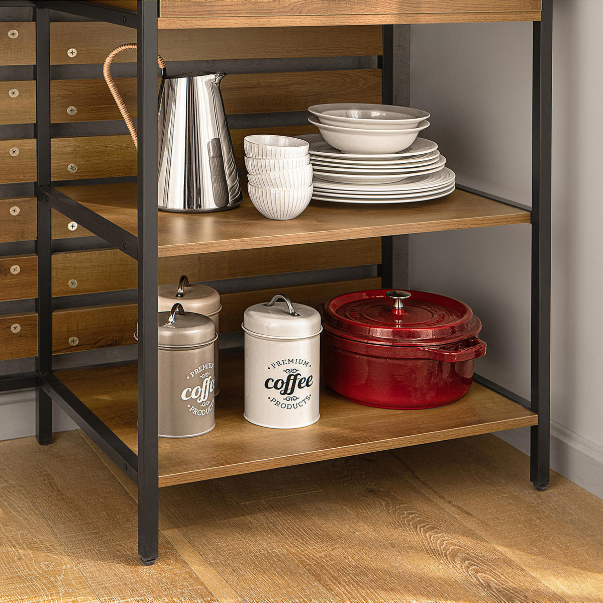 KÜCHENINSEL Vintage Braun - Schwarz/Braun, Holzwerkstoff/Metall (120/90/45cm) - SoBuy