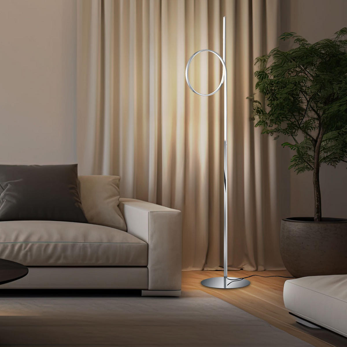 LED STEHLEUCHTE Silber Chrom - Silberfarben, Metall (28/28/150cm)