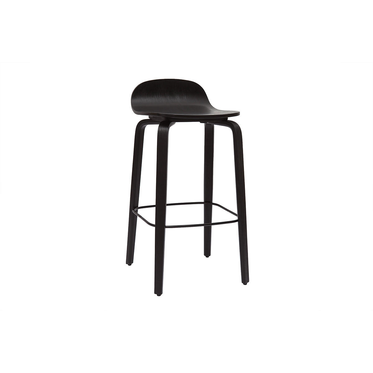 BARHOCKER Schwarzes Holz H68 cm 2er-Set OBRA - Schwarz, Holz (44/80.5/40cm) - Miliboo