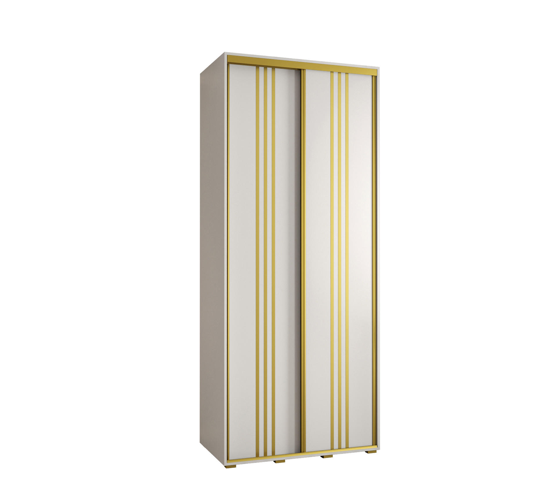 Abiks Möbel SCHWEBETÜRENSCHRANK Weiß, Weiß, Gold 120cm × 60cm × 235cm