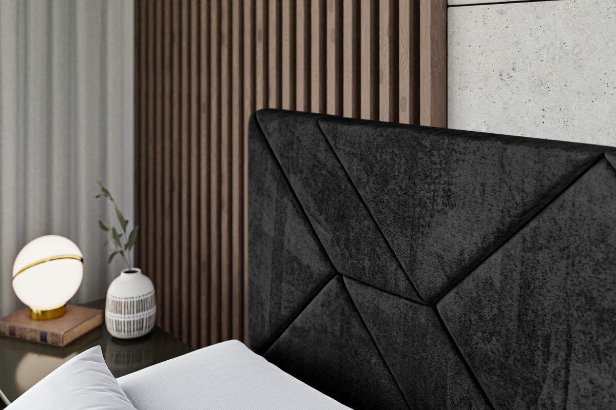 BOXBETT mit Matratze H3 und Lattenrost - BARWA - 180 x 200 Schwarz - Schwarz, Holzwerkstoff (180/200cm) - ALTDECOR