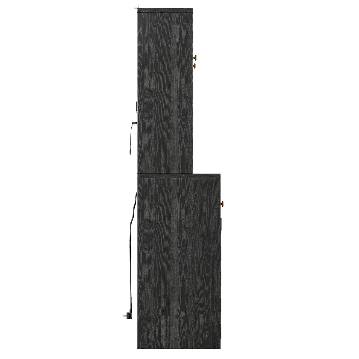 BUFFET DE-38492 120/40/178 cm mit Acrylfront und Steckdosen Weiß - Schwarz, Holzwerkstoff (120/178/40cm) - ComfortXL