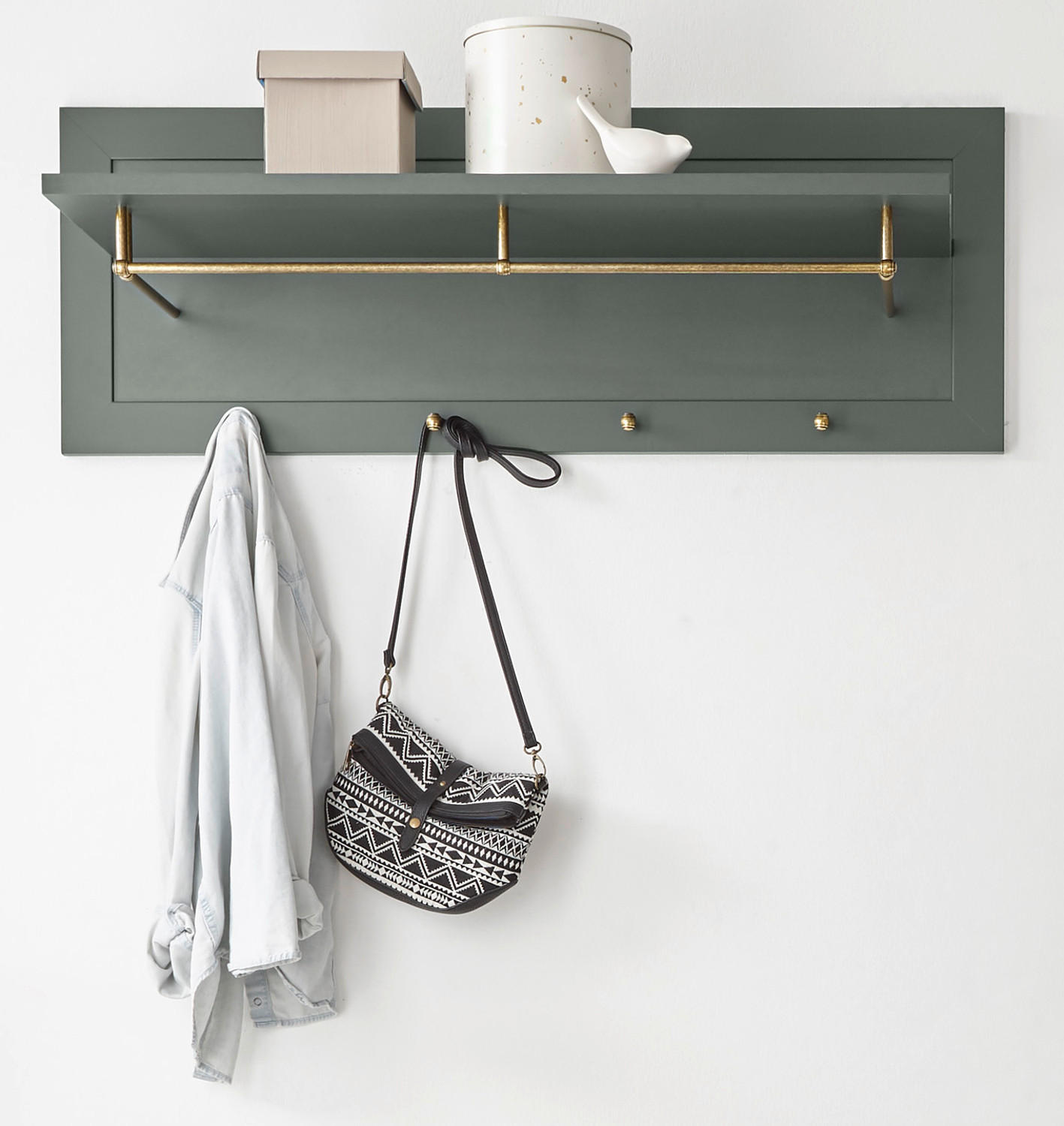 GARDEROBENPANEEL grün, Landhausstil, Wandgarderobe 109 x 40 cm - Grün, Holzwerkstoff (109/40/20cm) - Furn.Design