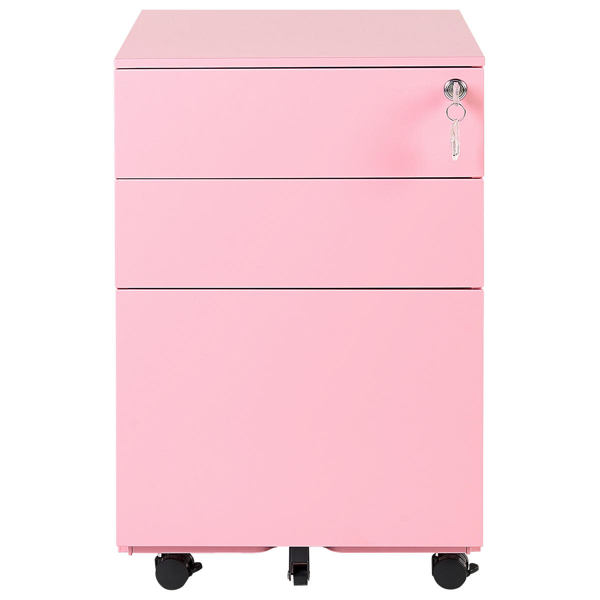 AKTENSCHRANK Metall rosa 3 Schubladen mit Rollen Cami - Pink, Metall (39/60/50cm) - Beliani