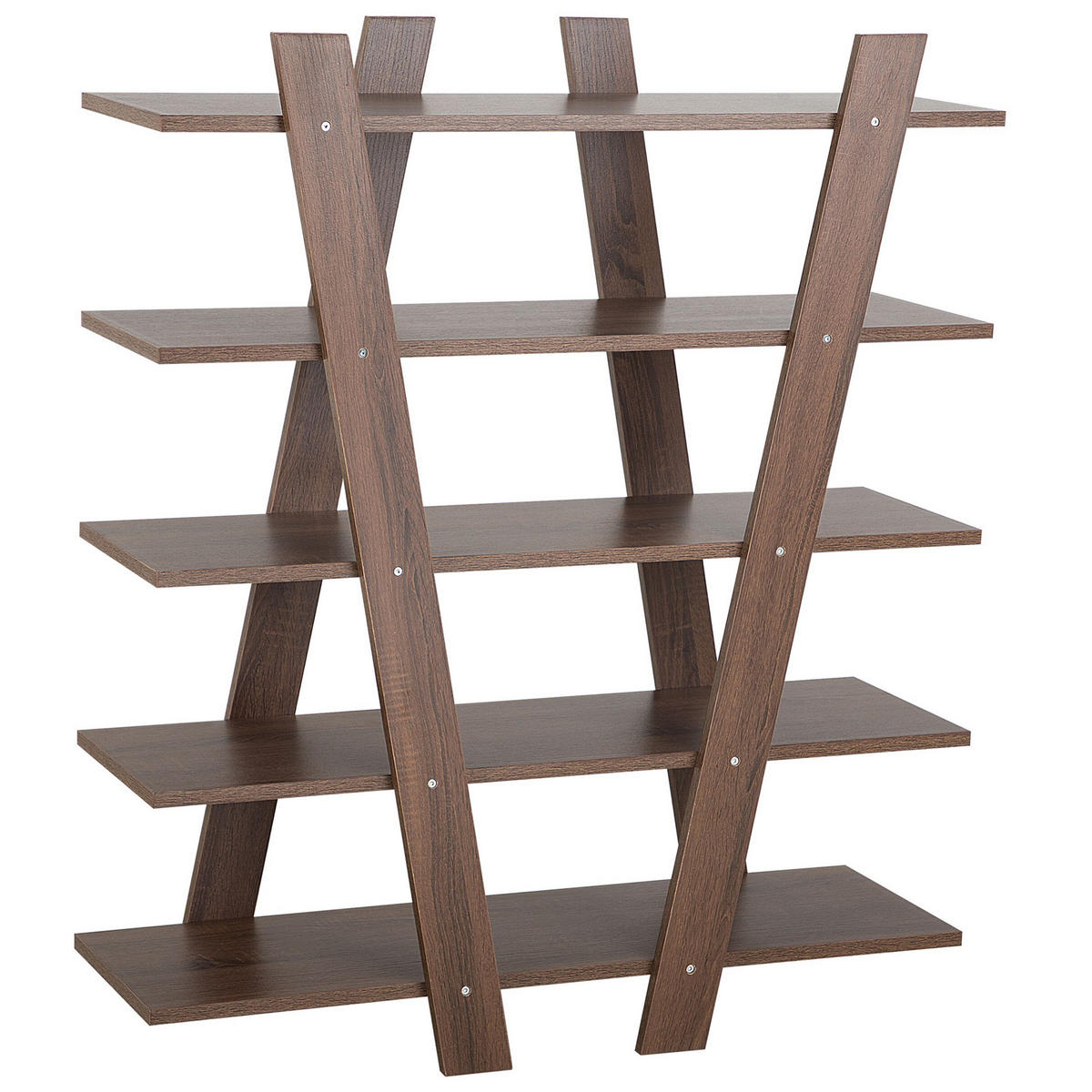 BÜCHERREGAL 5 Fächer Escalante - Dunkelbraun, Holzwerkstoff (100/116/33cm) - Beliani