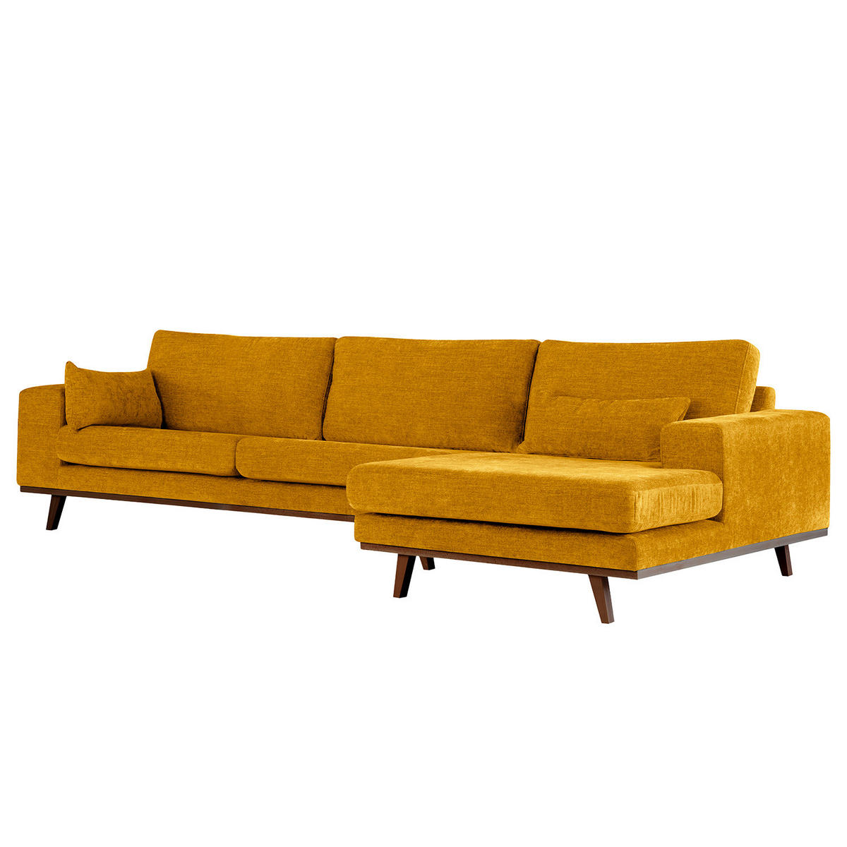 ECKSOFA mit Longchair - Gelb/Buchefarben, Buchenholz/Textil (281/153cm) - home24