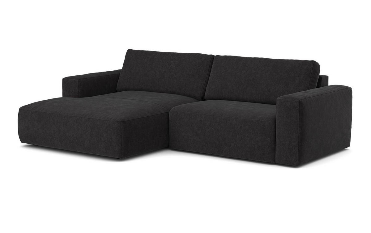 ECKSOFA mit losen Rückenkissen, wasserabweisender All Senses Stoff - Schwarz, Holz/Kunststoff (288/175cm) - Cotta