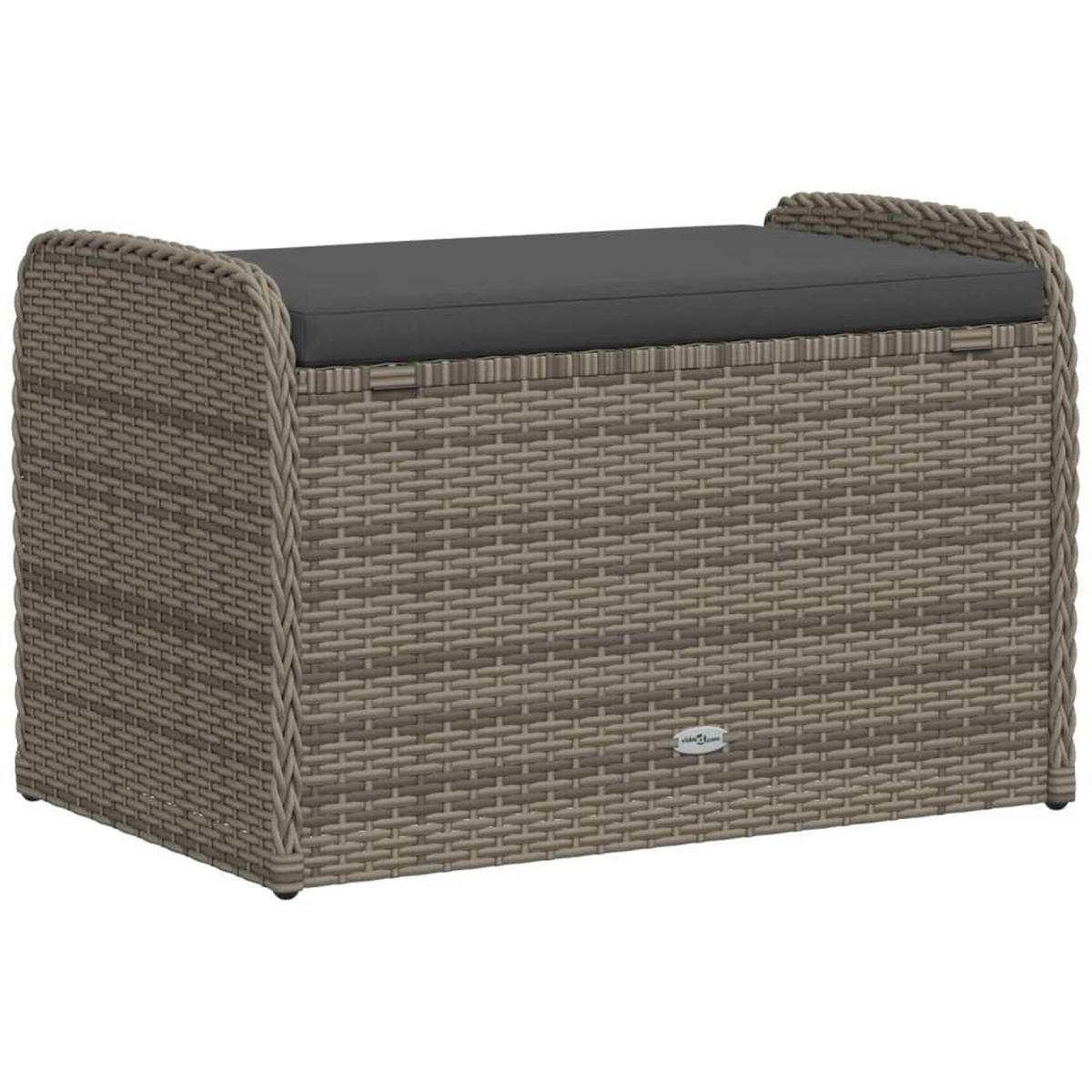 SITZBANK Mit Stauraum & Kissen Grau 80/51/52 Cm Poly Rattan - Schwarz/Grau, Kunststoff/Textil (80/52/51cm) - vidaXL