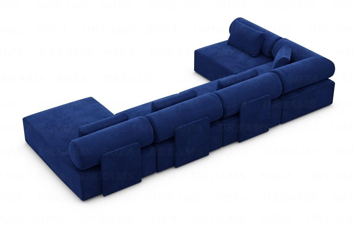 WOHNLANDSCHAFT Cipriani Dunkelblau Samtstoff - Dunkelblau, Kunststoff (400/77/200cm)