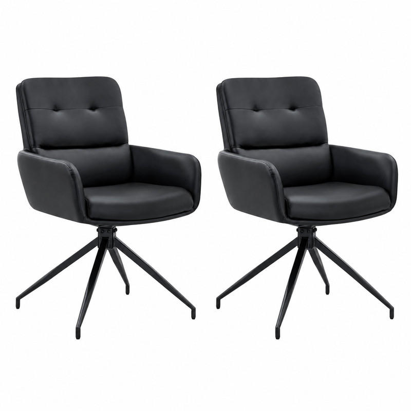 DREHSTUHL 2er-Set 360° drehbar 85 cm PU Schwarz Metall - Schwarz, Metall (50/85/55.1cm) - Meubliv
